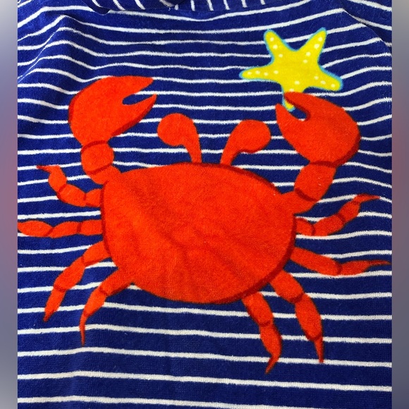 Tommy Bahama Kids Blue Striped Crab Towel Hooded Poncho 24" x 48" - Picture 3 of 5